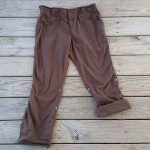 Cropped capri Pants Maternity Convertible Brown
